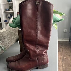 Frye Melissa Button Dark Brown Leather Tall Boots-Preloved size 8.5